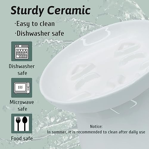 Miniatura 4 de BNOSDM Cuenco elevado para gatos con alimentación lenta y poco profunda, plato elevado para gatos con bigotes, para comer lentamente, lindos cuencos