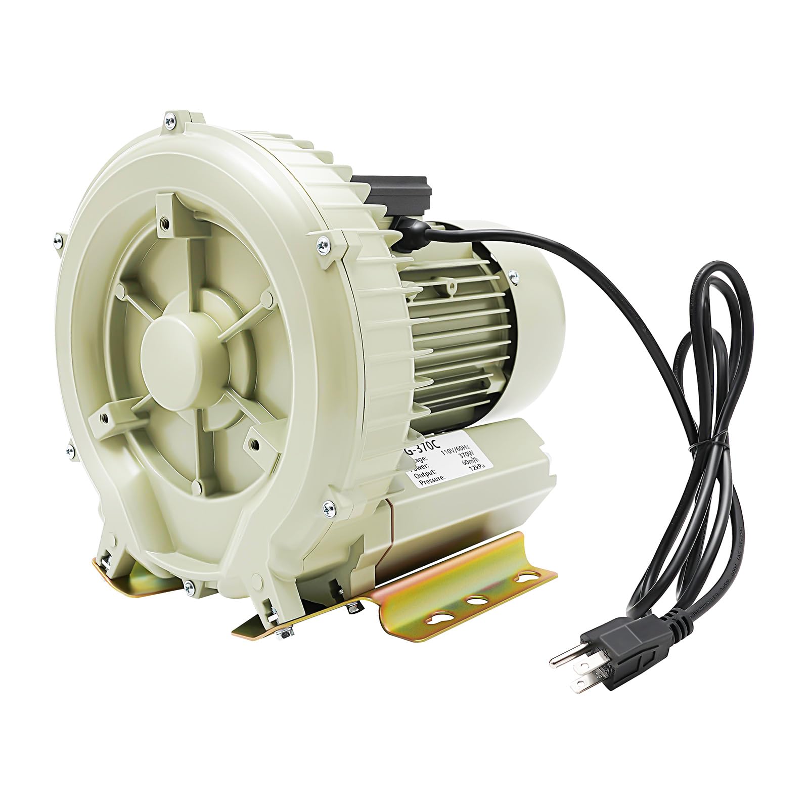 370W Aquaculture Vortex High Pressure Air Blower, High Pressure Blower for Aquarium Seafood Pond, Seafood Pond Fish Tank Vortex Air Blower 12Kpa, 2118.88ft³/h