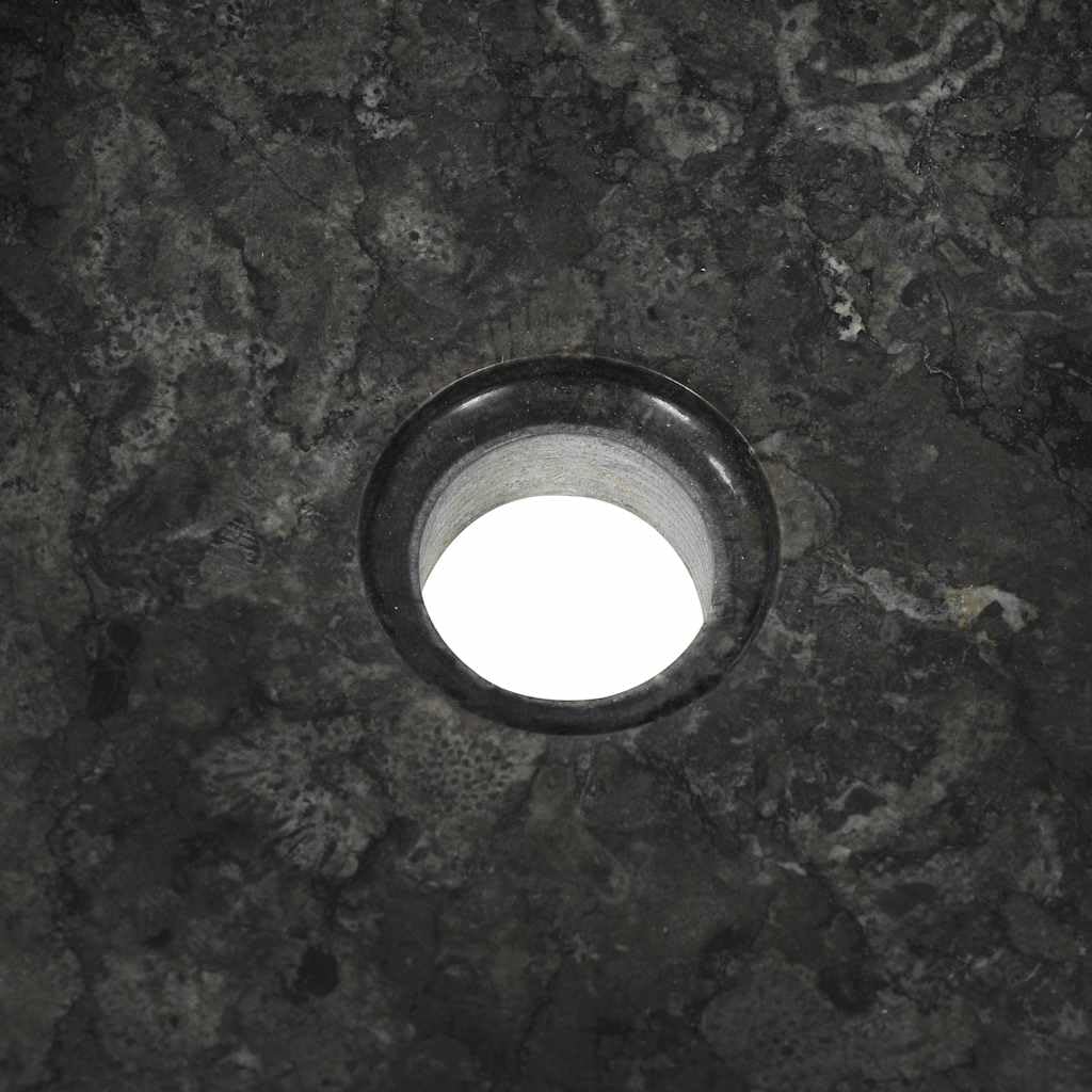 Lavabo de mármol negro de 40 x 12 cm, lavabo redondo de piedra natural para baño o baño, fregadero de diseño hecho a mano, robusto y fácil de limpiar