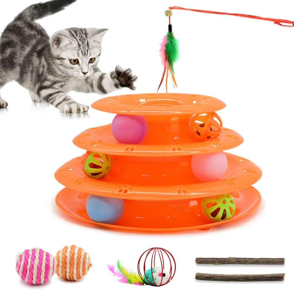 #NA Titan's Tower - 3-Level Interactive Cat Ball Toy, Exerciser Game, Teaser, Anti-Slip, Active Healthy Lifestyle, Suitable for Multiple…