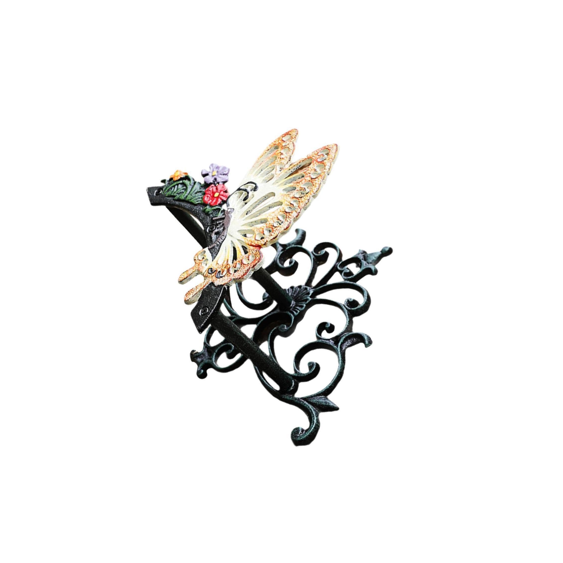 Quxvuis Black Durable Wall Mounted H Holder Water Hanger Decor For Balconies Terraces Courtyards Unique Painted Pattern Adds Bit Of Warmth And Vigor, Butterfly