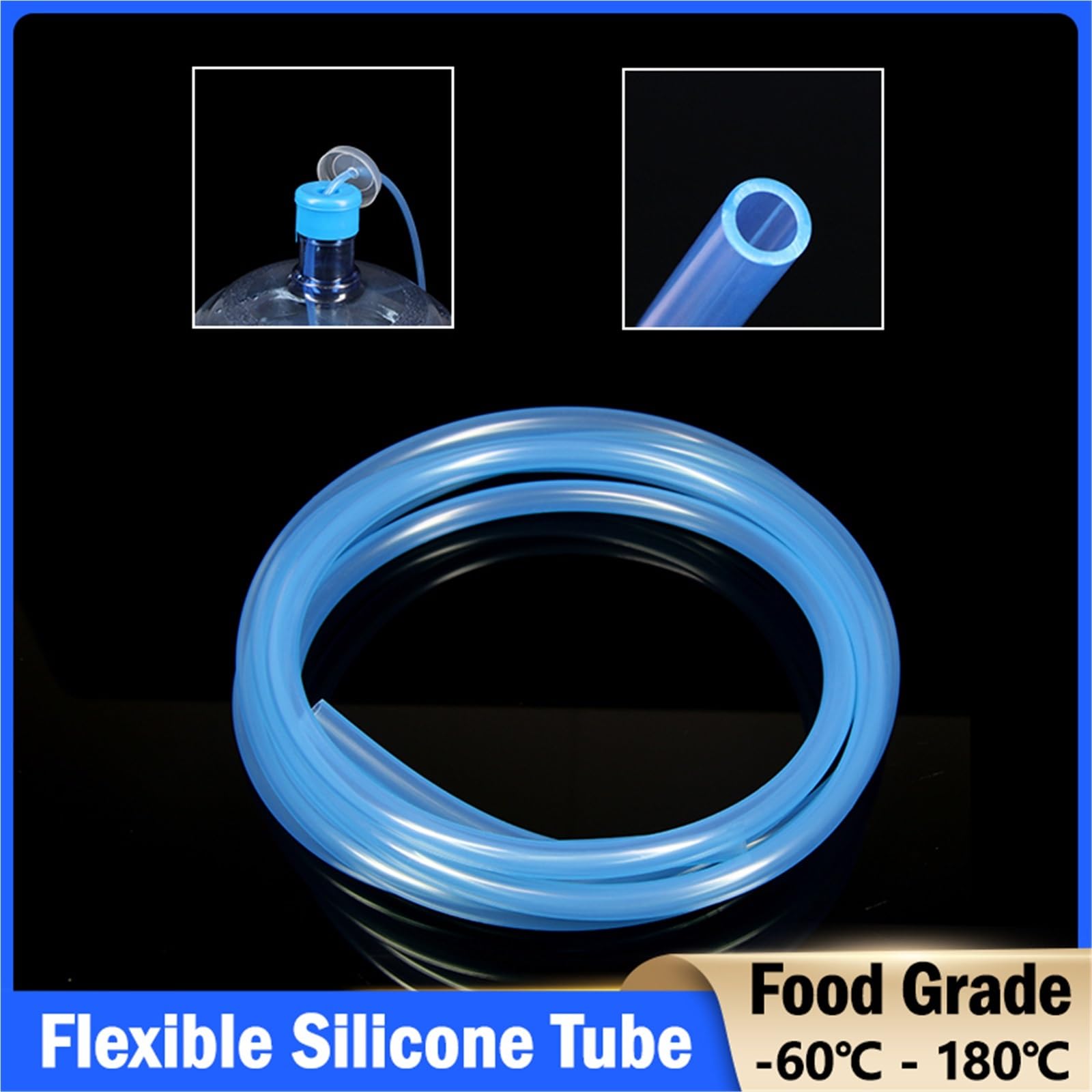 Tubo pvc Tubo de silicona Flexible grado alimenticio azul cielo 1m - 10m IDxOD 2x4 3x5 4x6 4x7 5x7 6x8mm manguera goma suave no tóxica e insípida(10 meters,ID 4mm x OD 6mm)