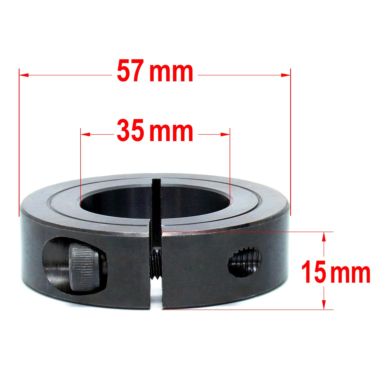 AUZHU- SCM - Metric - Steel semi-Split Shaft Collars Fixing Rings Set Collars Quick Release locating Rings Stop Ring Throat clamp Snap Ring Retaining Ring Clamping Elements Size: ID 35 mm - OD 57 mm
