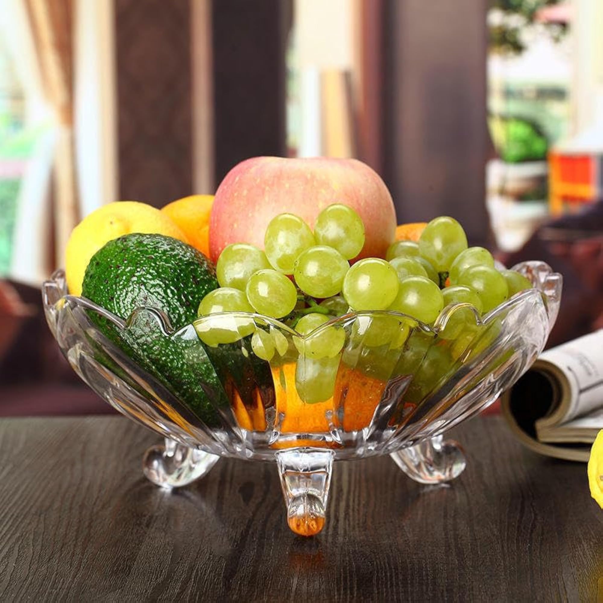 Crystal Glass Decorative Bowl with Elegant Legs