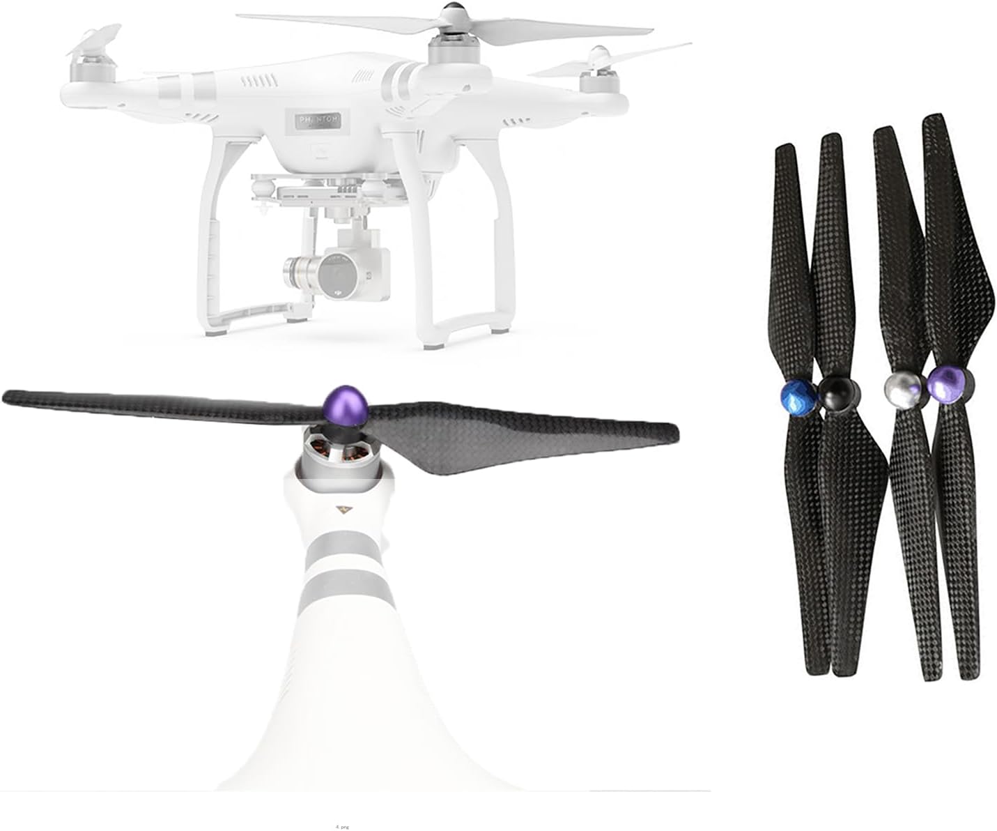 Carbon Fiber Propellers for DJI Phantom 3 Self-locking and Self-tightening, Aerial Photography Accessories(4 pack)