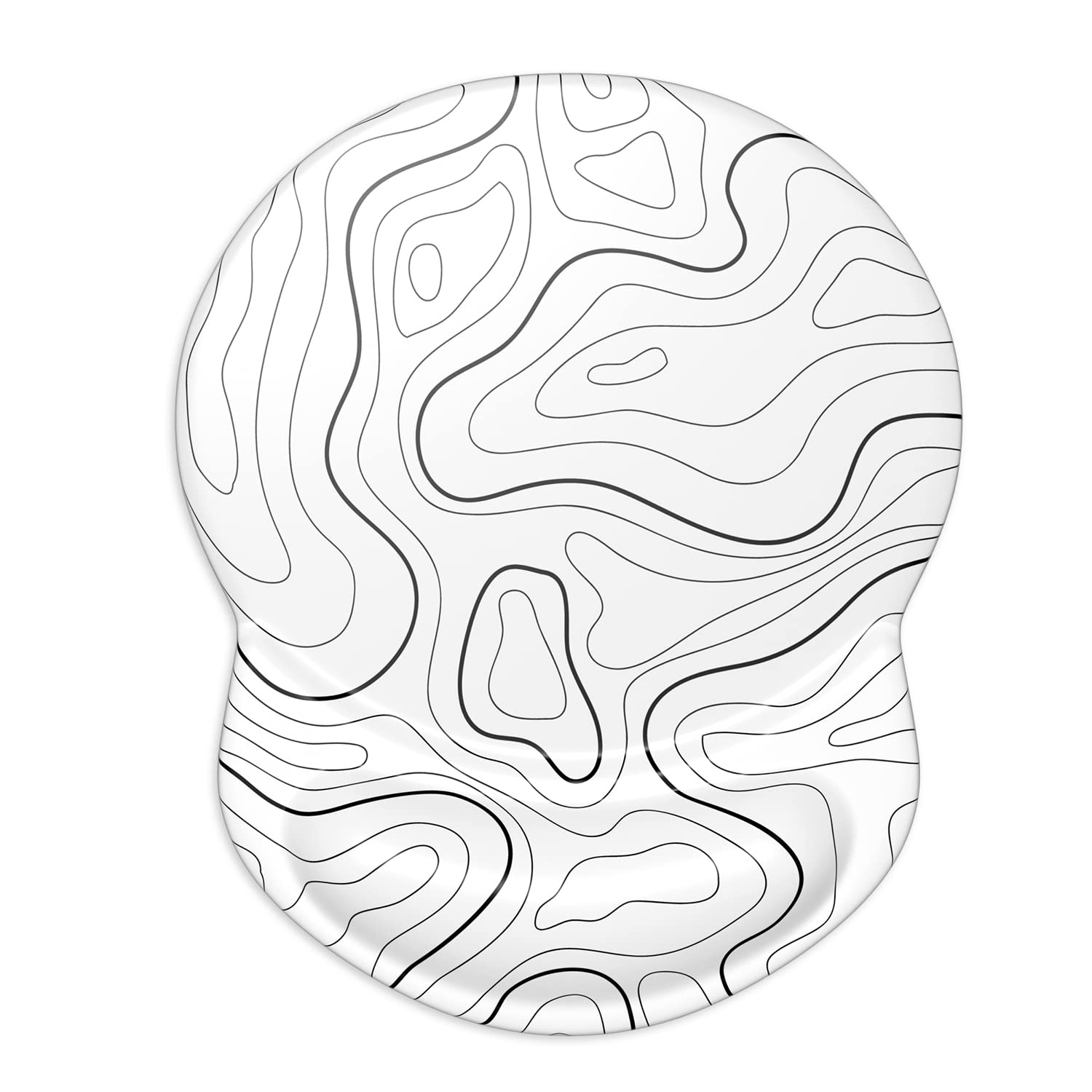 ITNRSIIET Mauspad, Mauspad Handgelenkstütze Mousepad mit Handgelenkauflage, Mauspads für kabellose Maus, topografische Kontur, weiß