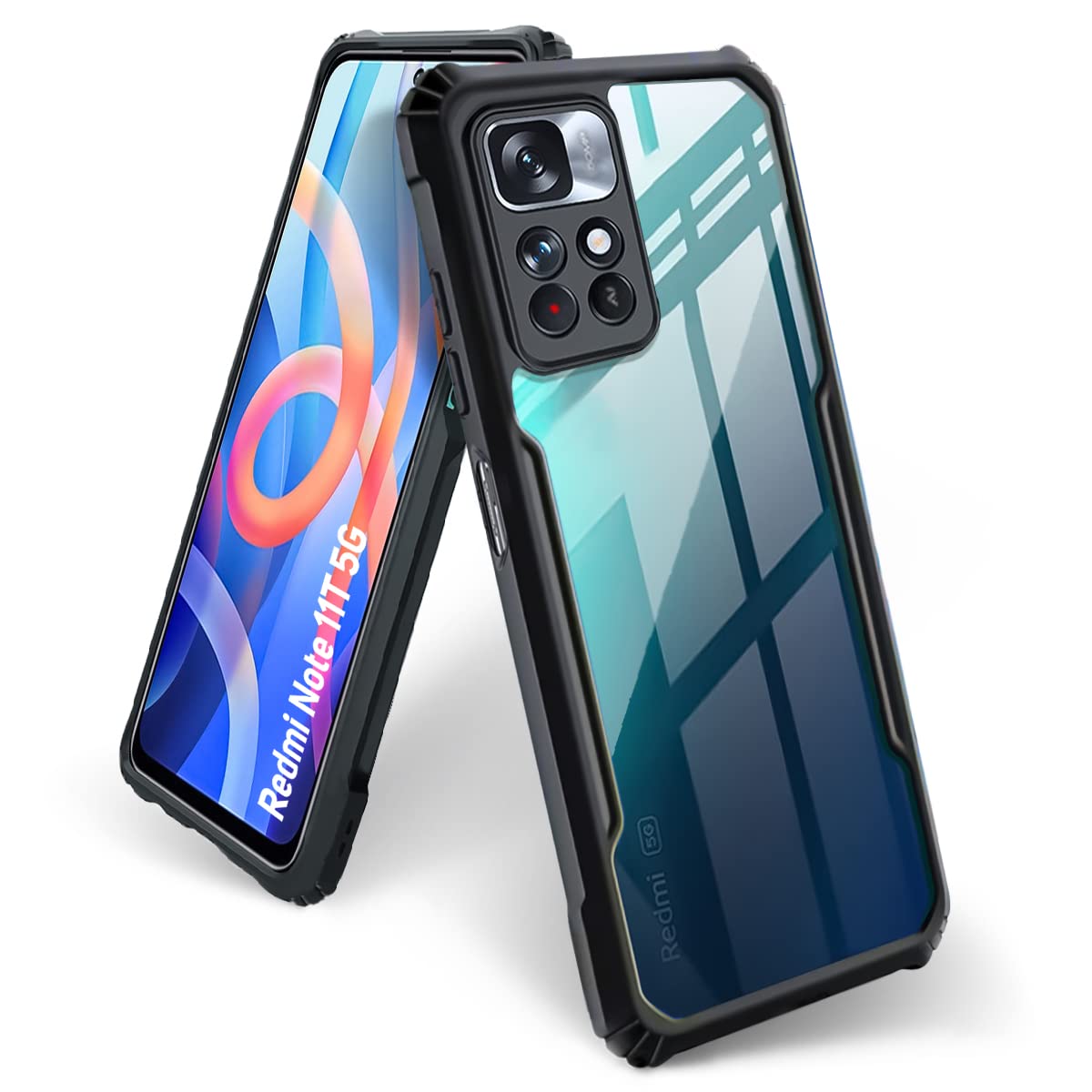BASECASE Shock Proof Crystal Clear Back Case Mobile Cover for Redmi Note 11T 5G | Poco M4 Pro 5G (Hard | Hybrid PC + TPU | Full Armour Device & Camera Protection | Jet Black) (B09MS7N568) Amazon Price History, Amazon Price Tracker