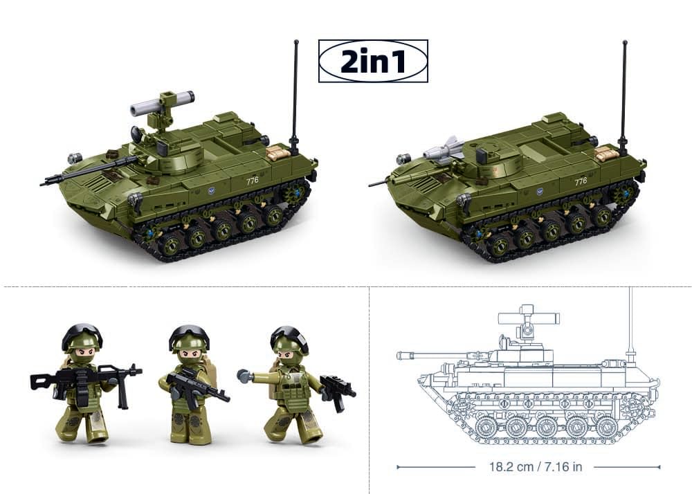 Sluban M38-B1250 BMD-2S Vehículo blindado aerotransportado, 516 Piezas