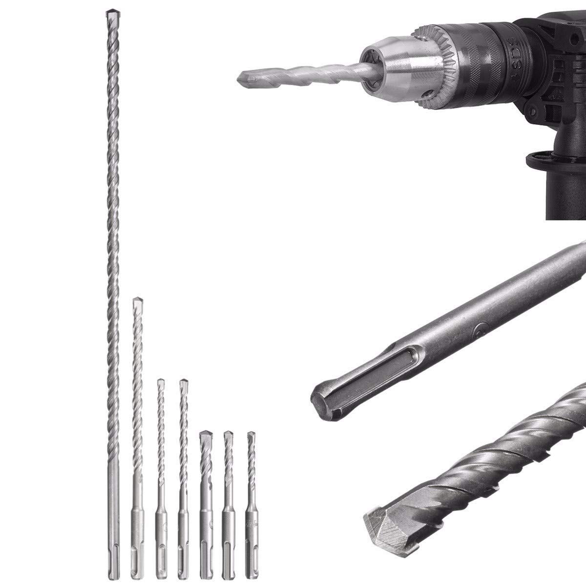 10 pz SDS Plus gambo rotondo trapano elettrico a percussione per trapano trapano trapano in calcestruzzo, piastrelle di ceramica, pietra, metallo, plastica