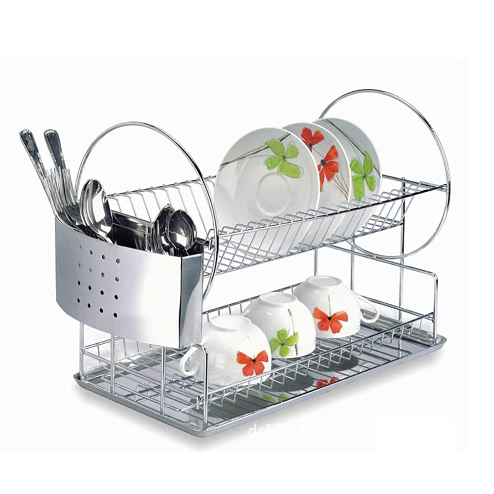 Ghbsdnepp Stainless Steel Dish Drainer, Dish Drying Rack Compact Dish Rack With Removable Drip Tray,Utensil For Kitchen Countertop (42X19cm)