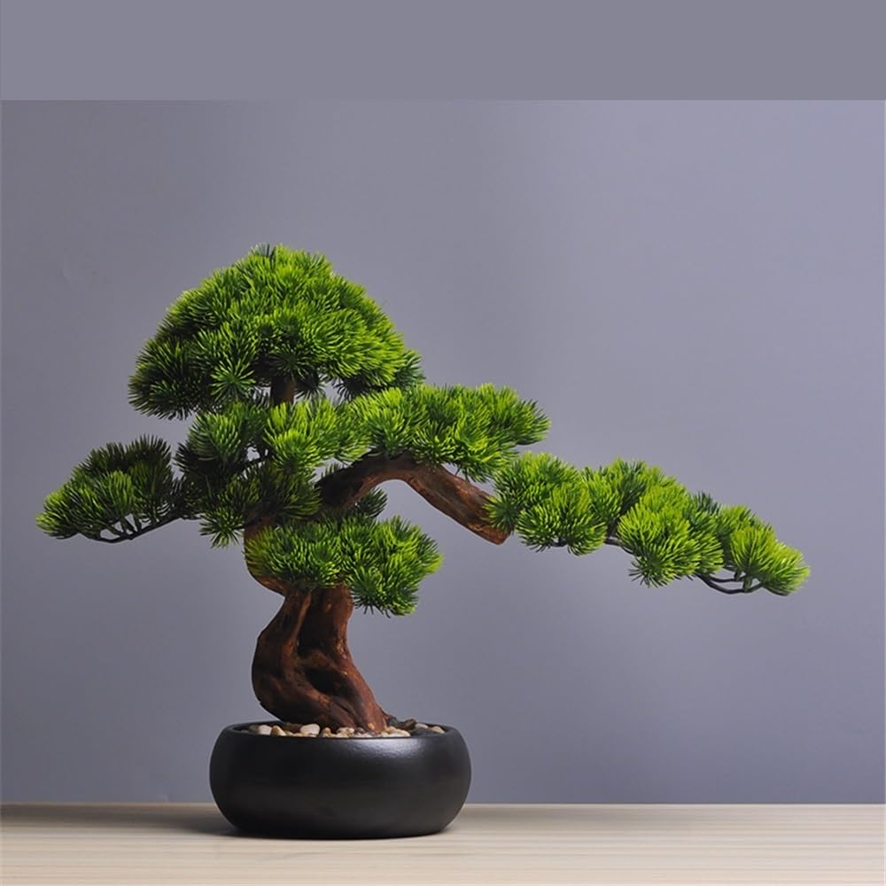 Artificielle Bonsaï Simulation de pin de beauté avec Arrangement de Pot Noir for la Maison, Le Salon, Les Plantes en Pot, Le Bureau Plante Artificielles