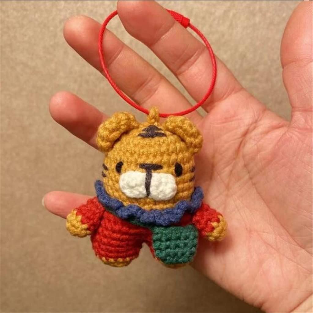 Plüsch handgefertigte Wolle gehäkelt fertig Zodiac Tiger Paar Schlüsselanhänger Tasche Anhänger Paar
