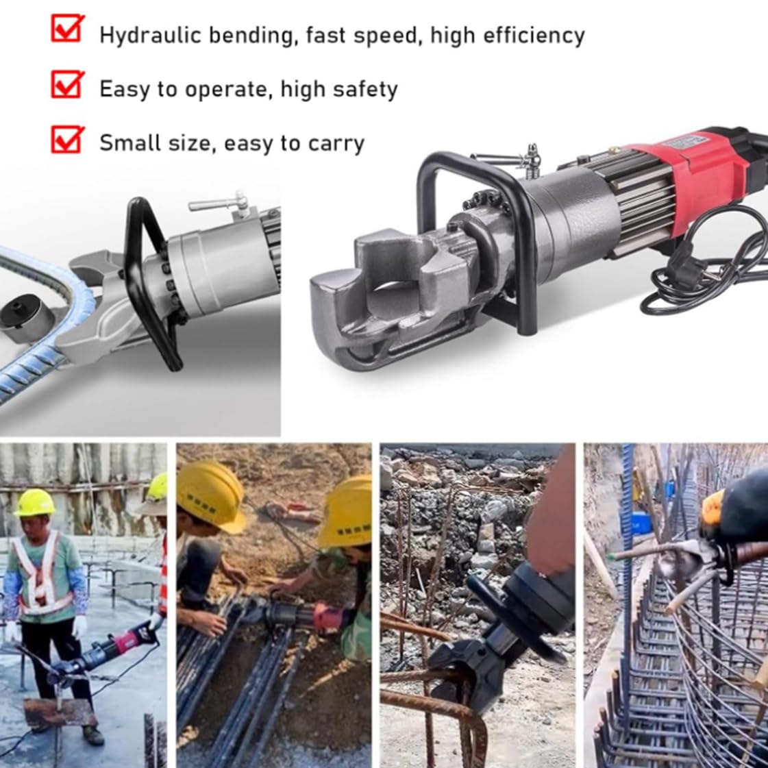 Dobladora de Varillas de Refuerzo eléctrica Máquina dobladora de Varillas de Refuerzo hidráulica 16 22 25 mm en 3 s Fácil doblado de Varillas de Refuerzo de Acero, Herramienta dobladora,22mm