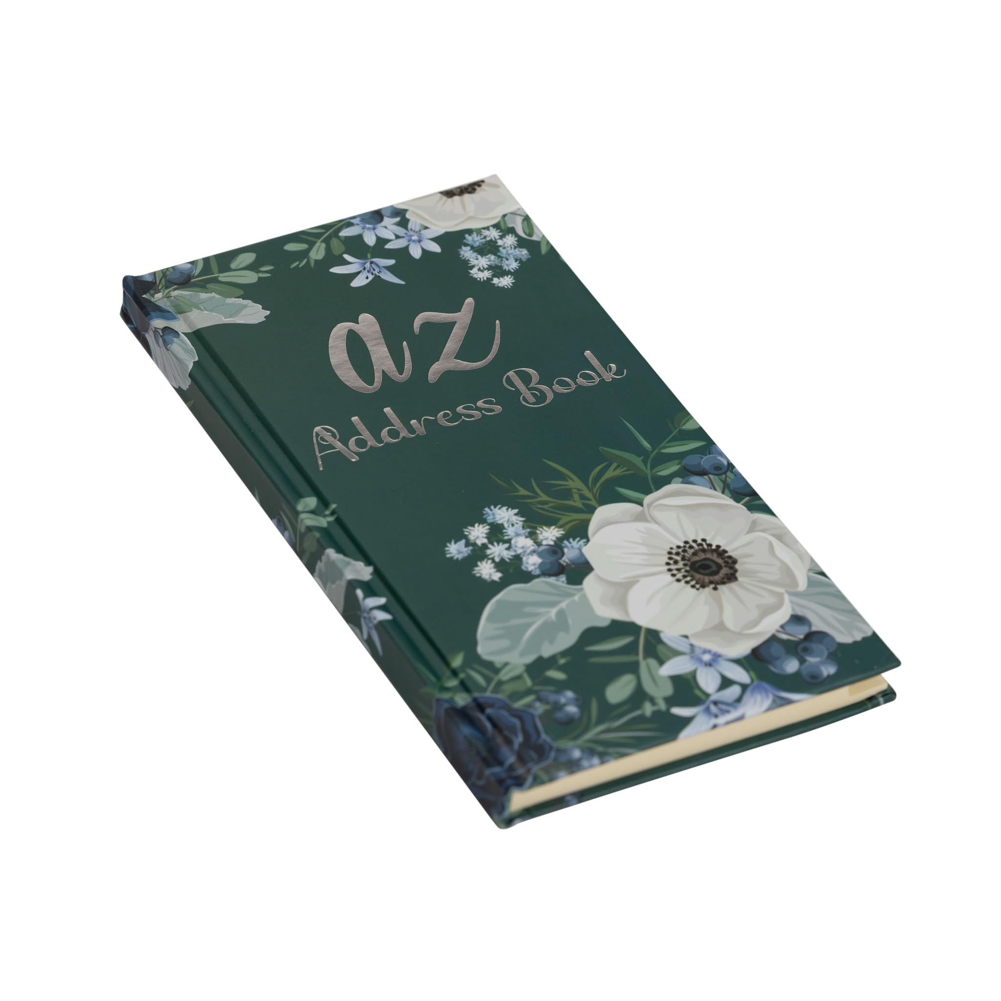 Telephone Address Book A-Z Index Hard Back Cover Slim, Green Flowers - Image 3
