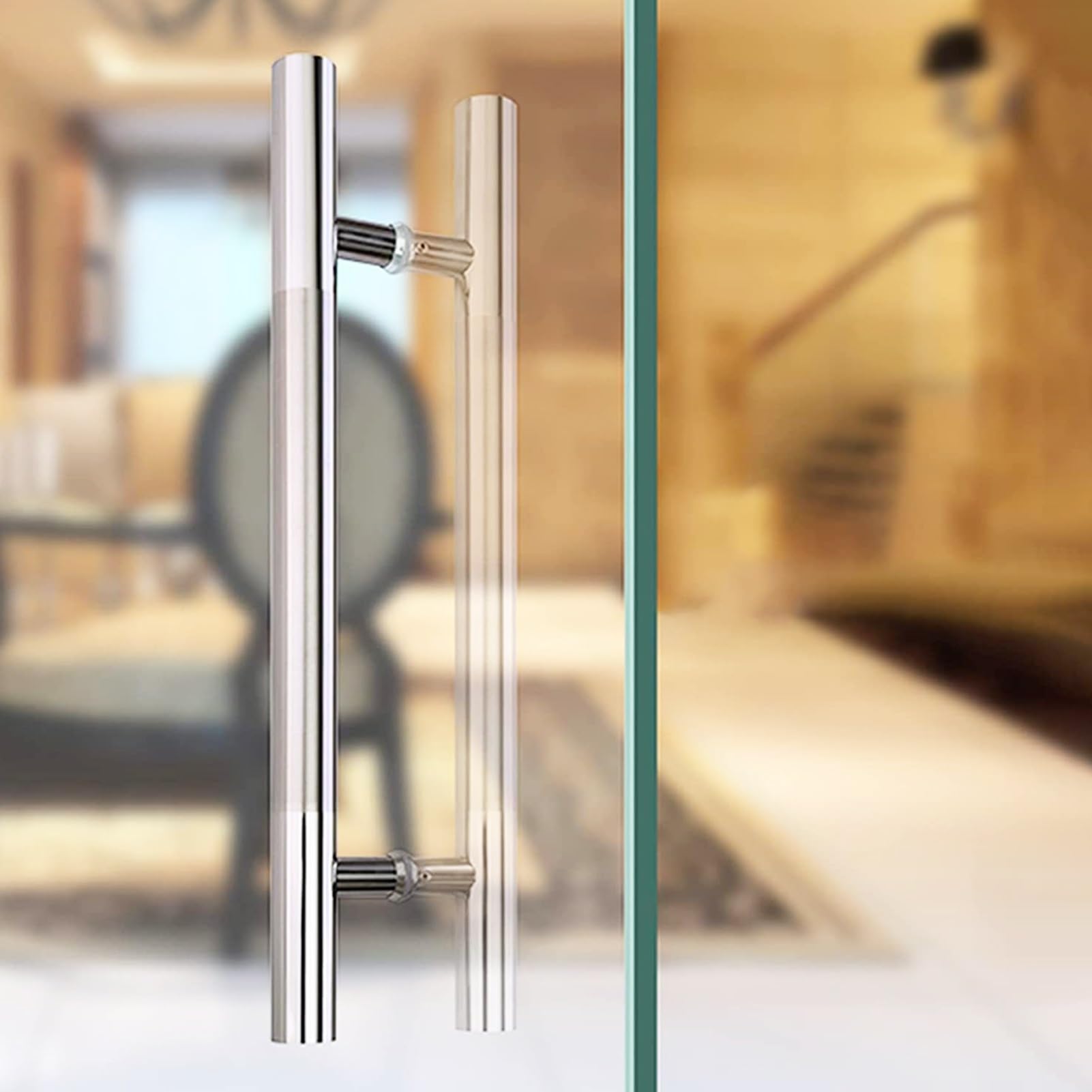 MXXQRHF Durable Metal Barn Door Handle - Smooth Push Pull Glass Door Handle for Home Interior & Exterior, Perfect for Living Room, Bedroom, Kitchen - Silver, 120cm (47 1/4")