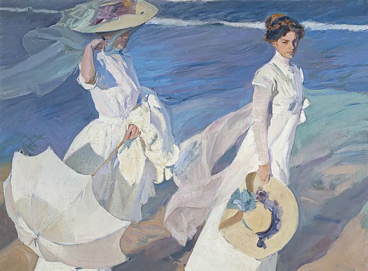 Paseo a la Orilla del Mar | Joaquín Sorolla | Luminismo | Cuadro Canvas Wall Art | Impresión Giclée lienzo algodón puro | Bastidor 3cm | 55x75cm