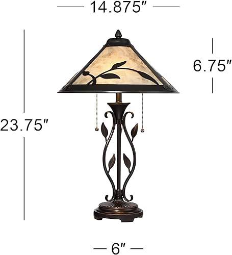 Miniatura 4 de Franklin Iron Works Feuille - Juego de 2 lámparas de mesa decorativas de 23 34 pulgadas de hoja alta y vid, estilo rústico, estilo casa de campo,