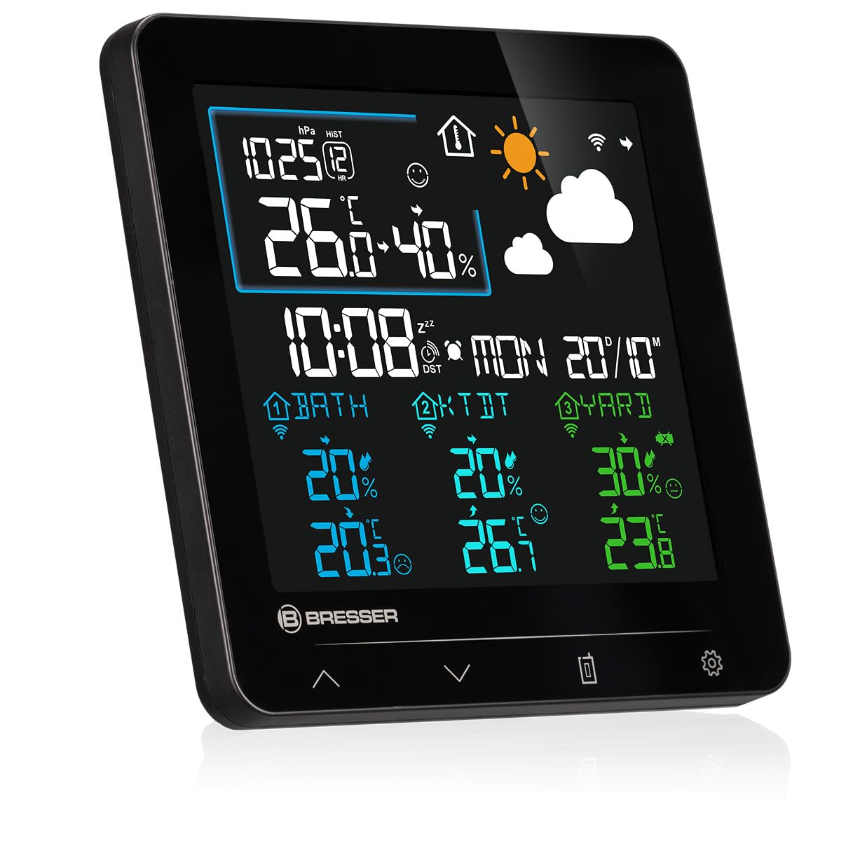 Bresser Quadro Individio NV Station météo sans fil, 3 capteurs