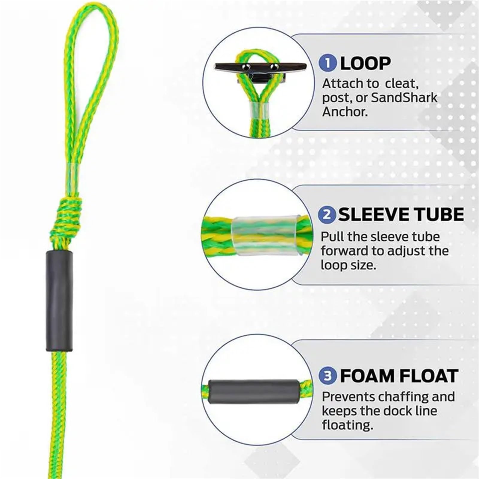 Festmacherleine, Bungee Dock Linie Festmacher for Boot Seil Ruderboot Zubehör Sicherheit Boot Angelrute Pol Wasser Ski Seil 1,2-1,6 m