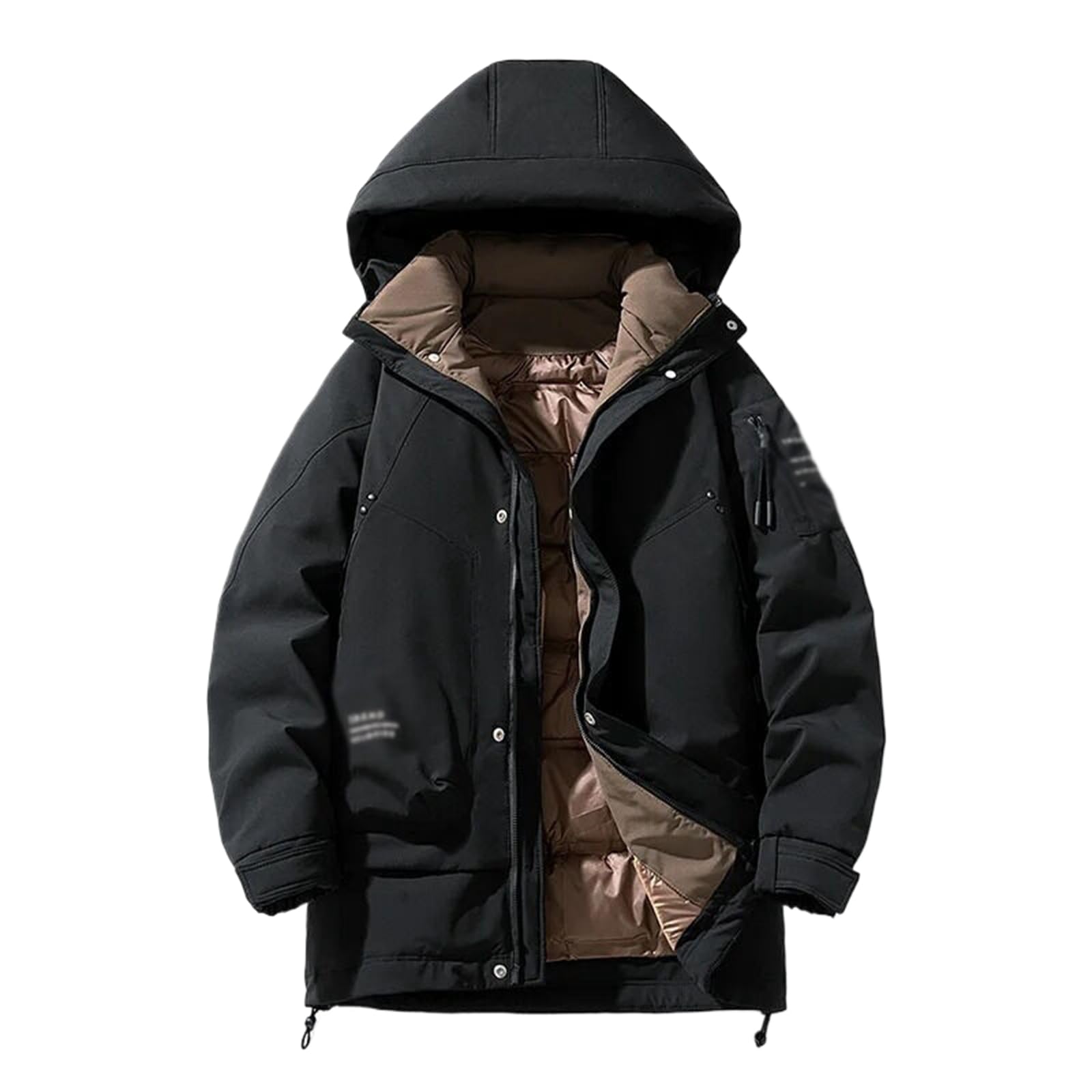 Men Hood Jacket Winter Casual Business Parka Coat Windproof Thermal Office Wear Thick Down Overcoat
