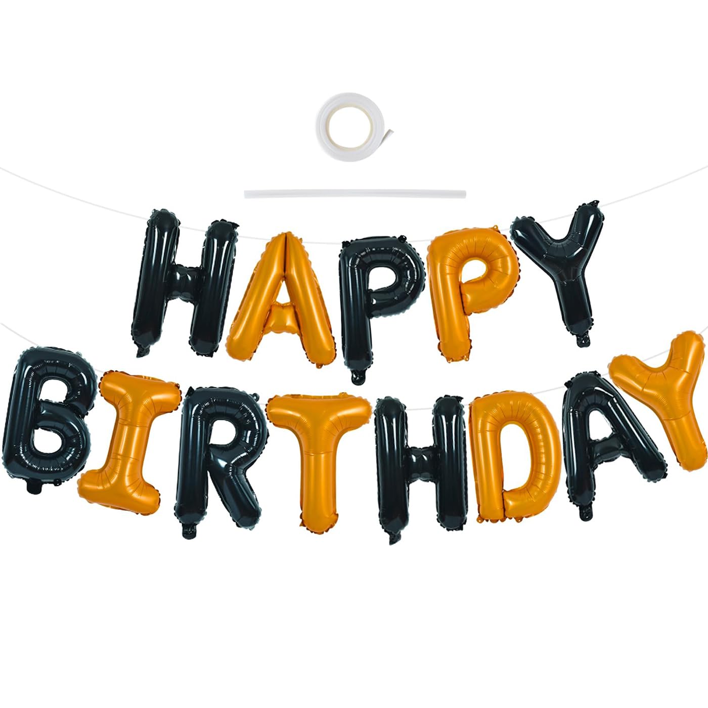 Happy Birthday Balloons Banner - Black Letter Balloons -17