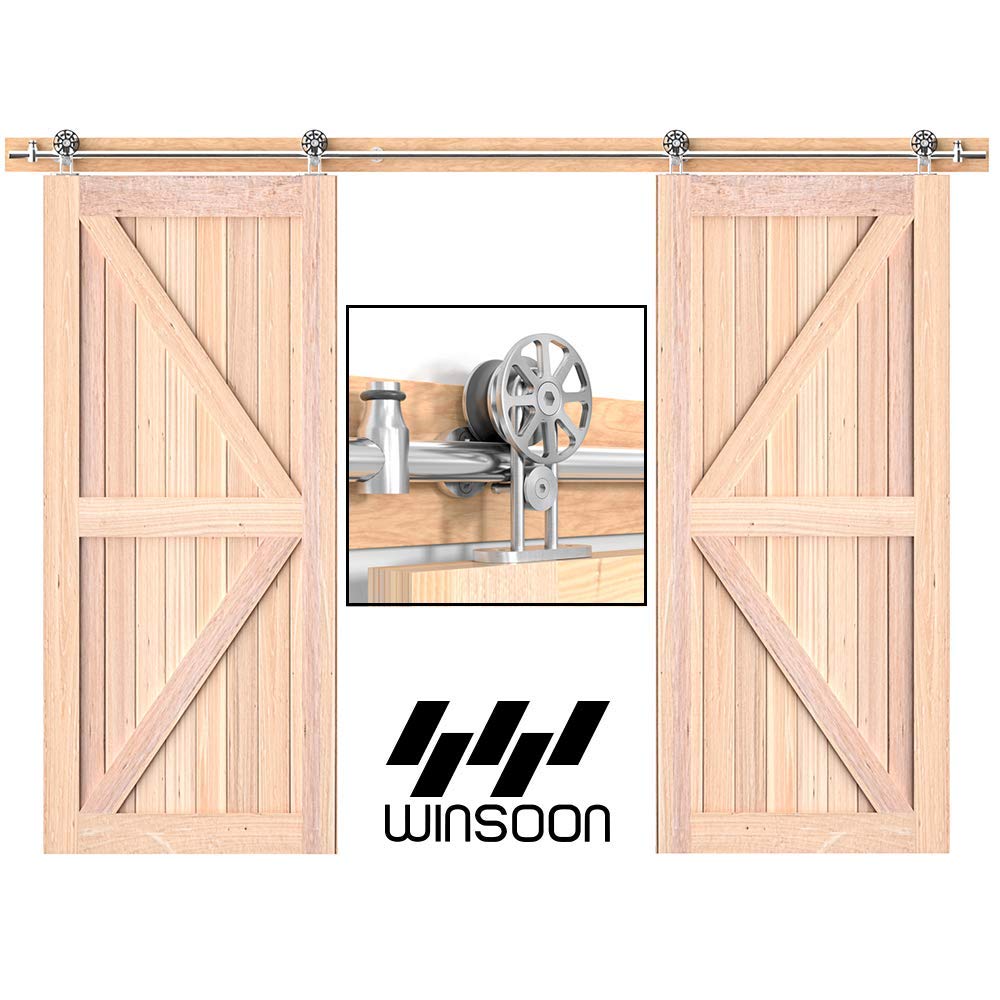 Buy WINSOON Top Barn Door Hardware 10FT Stainless Steel Double Door