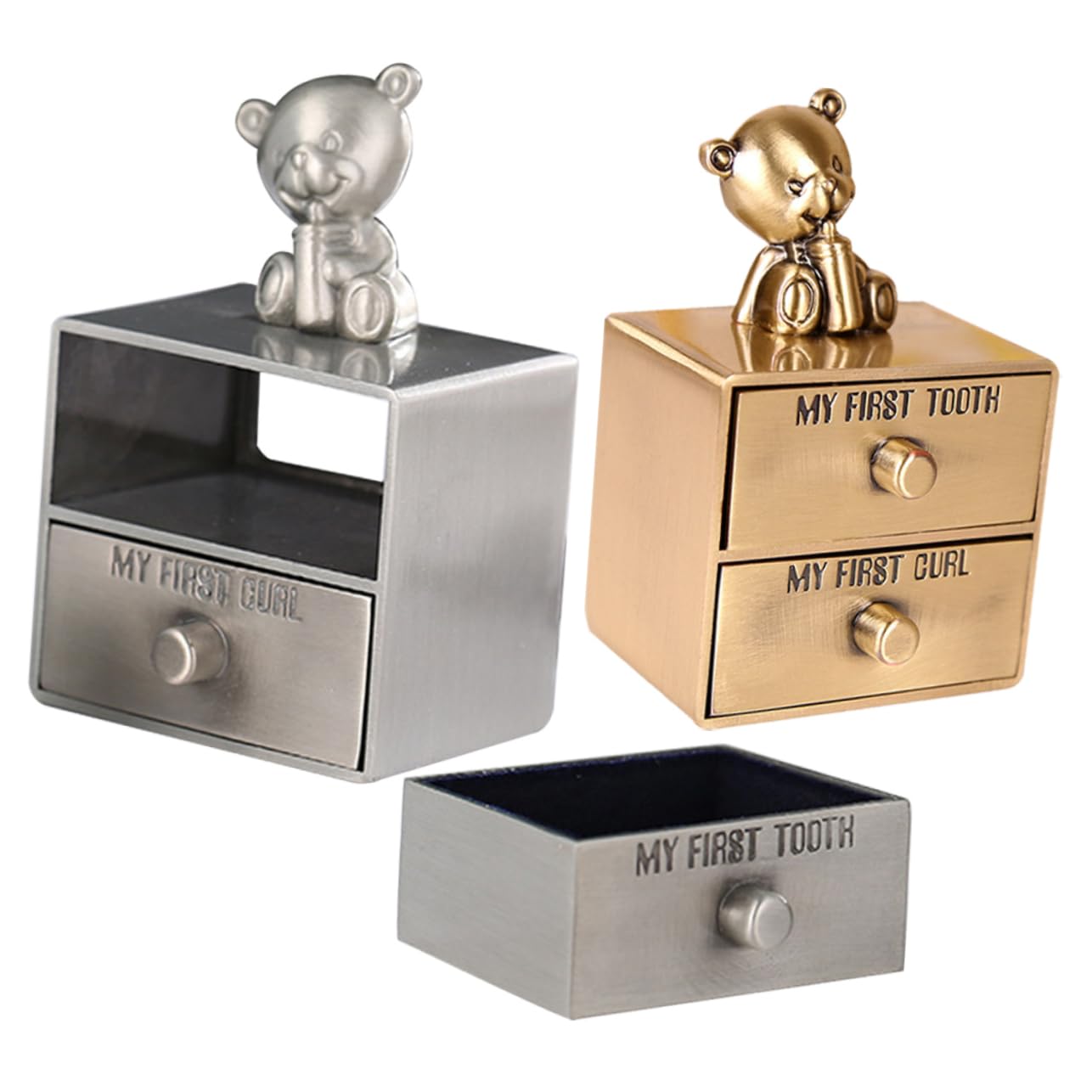 Caja Para Dientes De Metálica Dorada y Plateada, Almacenamiento Infantil Para y Niñas, Caja De Recuerdos Para Primeros Dientes, 2 Unidades Para Regalos De Ñiño