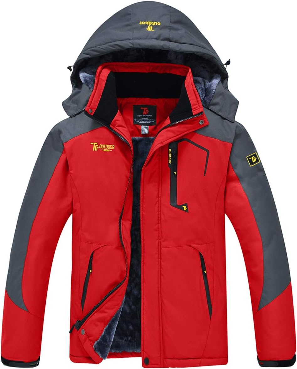 JINSHI Mens Mountain Waterproof Fleece Ski Jacket Windproof Rain Jacket