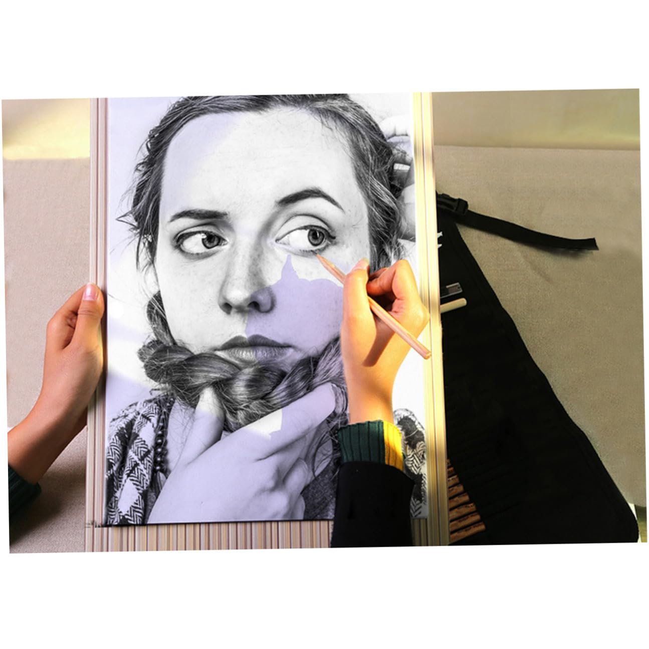 Tablero de dibujo de madera de 48 x 36 cm con clip, cuaderno de bocetos portátil para artistas y estudiantes, color natural, ideal para uso al aire libre y estudio, suministros de dibujo versátiles