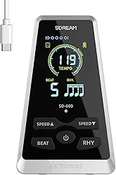 SDREAM Metrônomo Digital Para Piano, Violão, Violino, Bateria, Prática De Ukulele, Ritmo, Velocidade De Batida Ajustável, Recarregável, Visor Lcd, Metrônomo Eletrônico Com Botão De Volume (Preto)