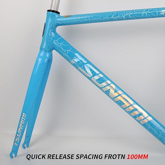 49/52/55/58CM Fixed Gear Bike Frameset with Fork 700C Single Speed Aluminum Alloy Bike Frame Quick Release 100/120mm C Brake Racing Track Bike Frame BSA BB68mm Internal Routing
