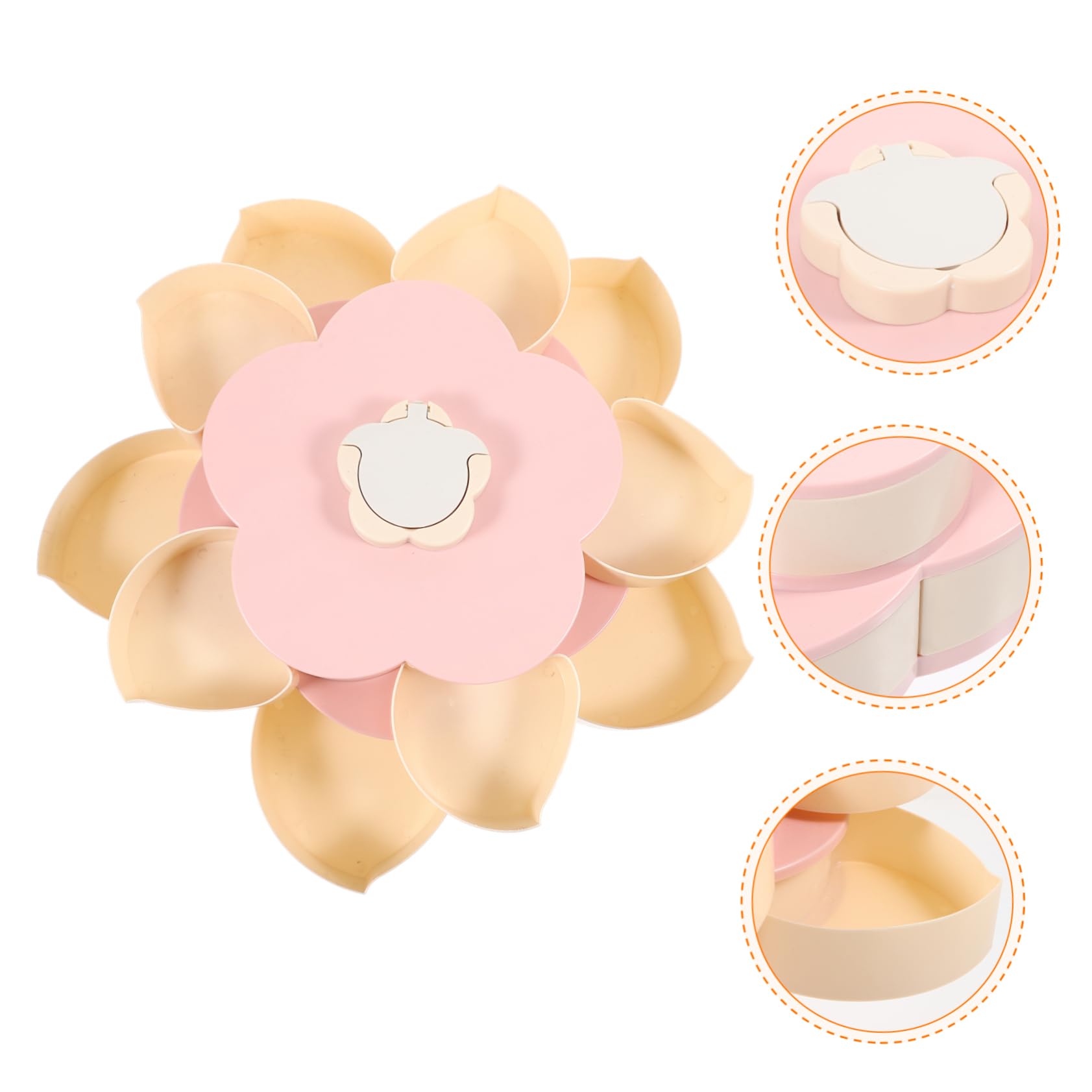 COLLBATH Blumenform-aufbewahrungsbox Für Süßigkeiten Zweischichtig Snackbehälter Mit Handyhalter Drehdesign Lebensmittelbox Mit Fächern