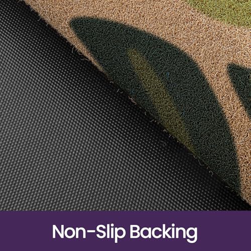 DEXI Front Door Mat Outside Entrance Coir, 2x3 Heavy Duty Entry Tropical Plant Doormat, Non Slip Exterior Entryway Floor Dirt Trapper for Porch Patio, Green Monstera Leaves