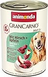 animonda GranCarno Hunde Nassfutter mit Hirsch + Äpfeln (6 x 400 g), getreidefreies Hundenassfutter ohne Zucker, für ausgewachsene Hunde, mit frischen fleischigen Zutaten