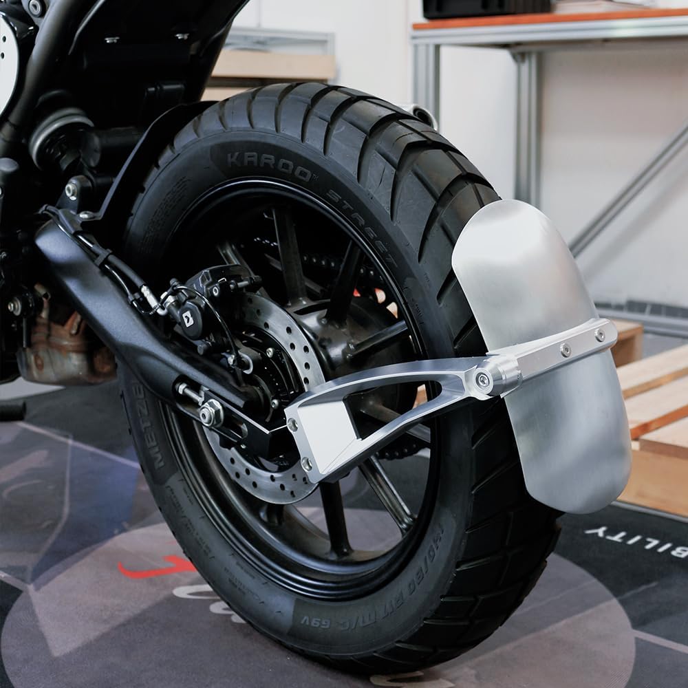 Motorcycle Mudguard for Thruxton 400 Speed 400 Scrambler 1200 XC 1200XE 1200X Street Twin 900 Speed Twin 900 Bonneville T100 T120 Bobber Speedmaster Rear Mounted Fender Splash Guard (Silver)