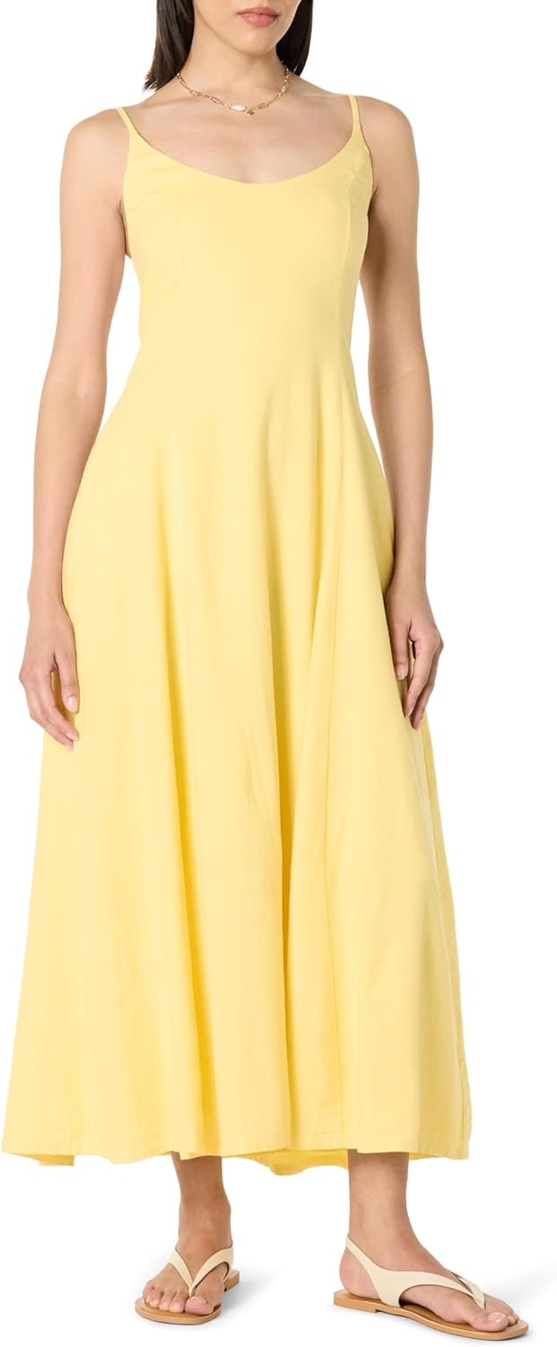 The Drop Women's Luna Scoop Neck Linen Maxi Dress