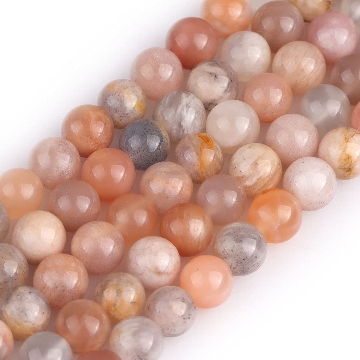 GEM-Inside Natural 6mm Mixed Color Sun Stone Round Gemstone Semi Precious Loose Beads for Jewellery Making 15'' — image 1