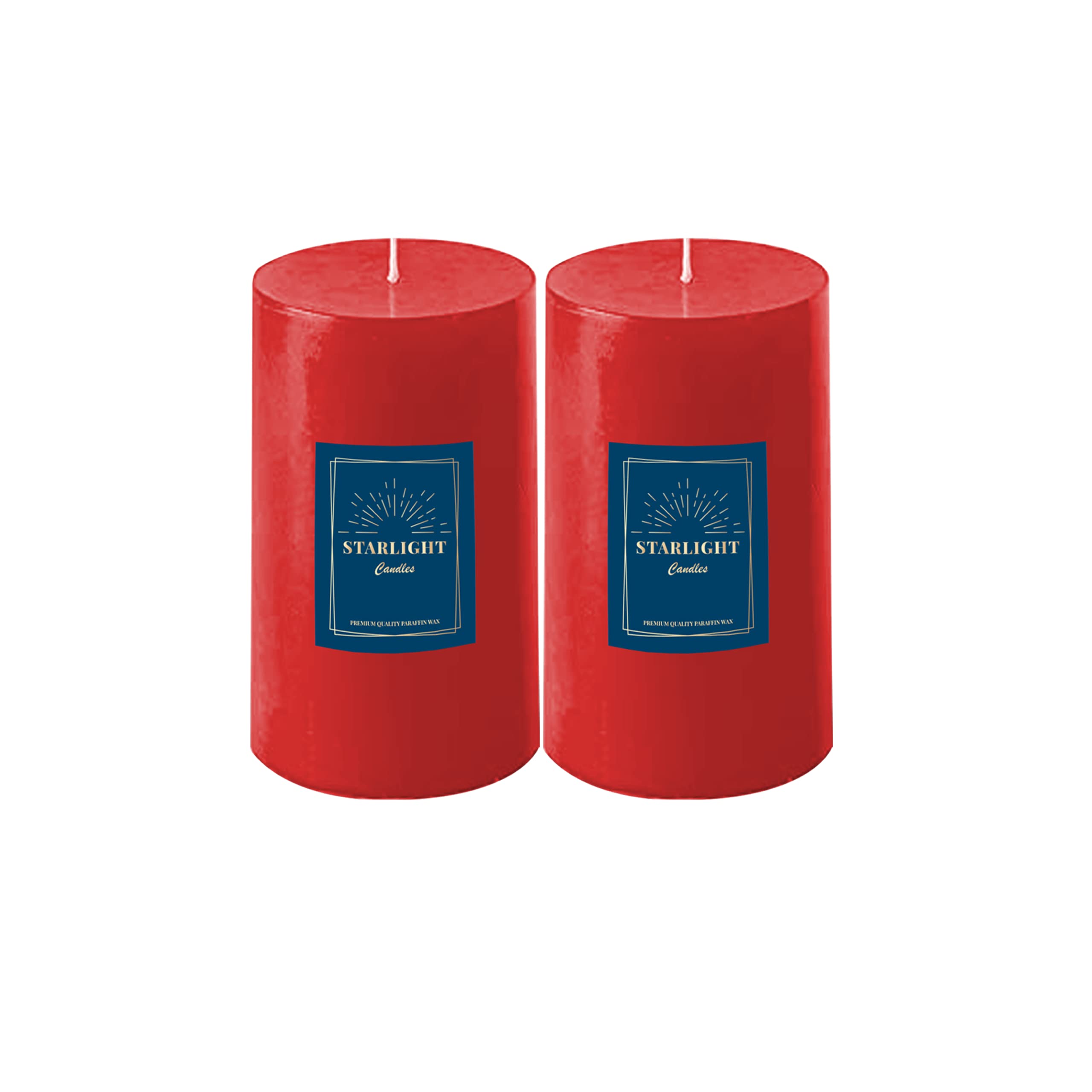 Starlight Candles® Paraffin Wax Pillar Candle | 5.0x7.5 cm | Hand Poured | Dripless | Unscented | Diwali Candle | 2x3 Inches (Pack of 2, Red)