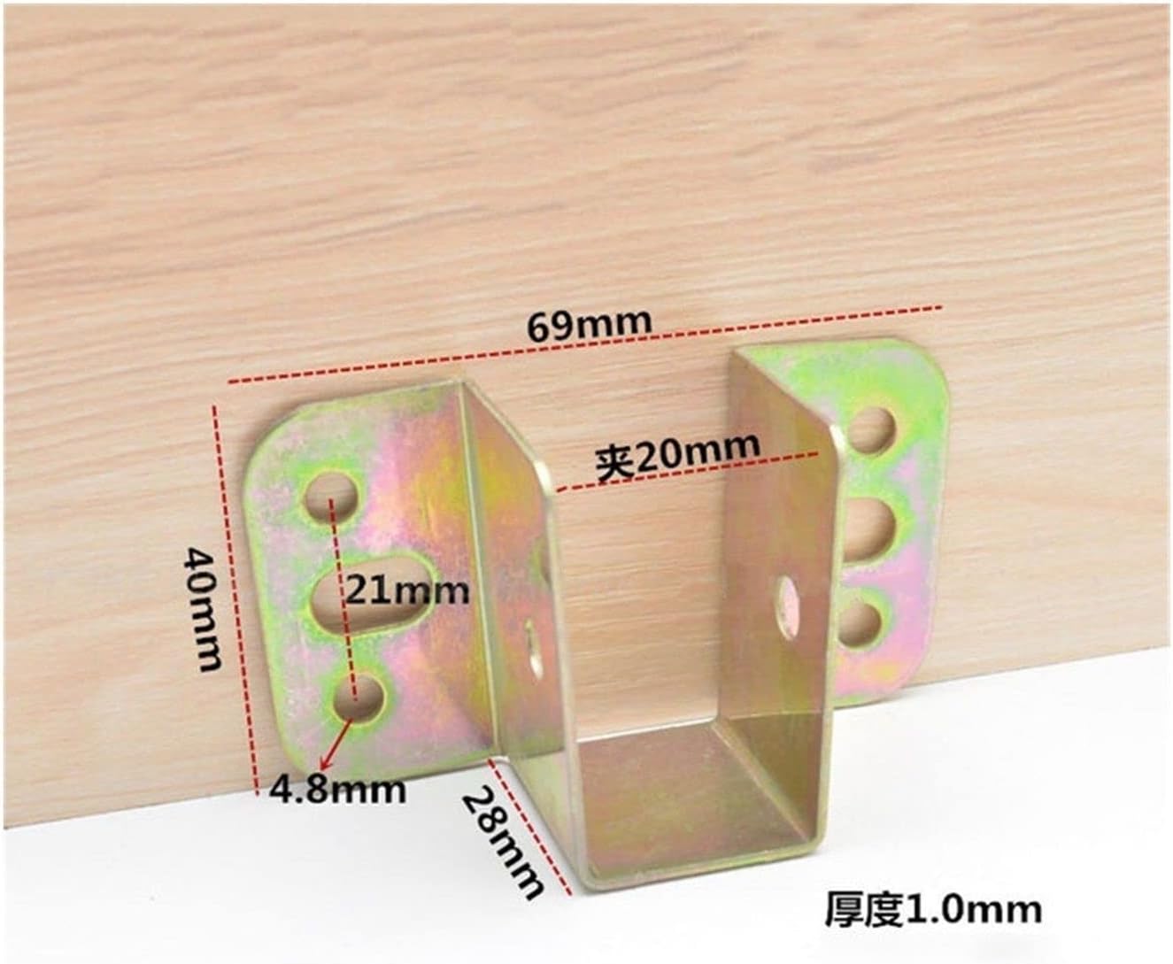 Angle Code, 8 Pieces of Bed Beam Bracket Wooden Fixed Connector Thickened Bed Hinge Hook Corner Code Furniture Hardware Accessories Brackets (Color : S 20mm)