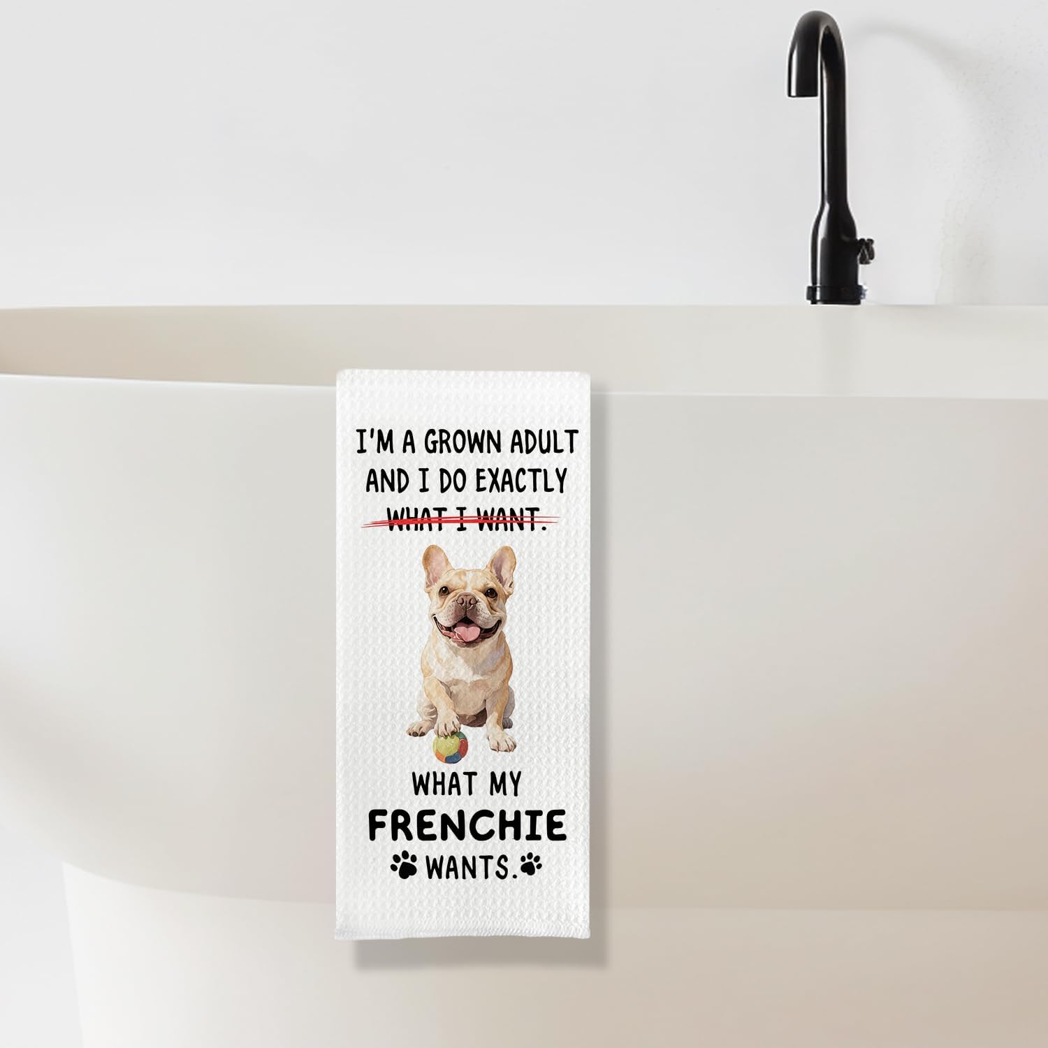 Funny French Bulldog Kitchen Towels, Gifts for French Bulldog Lovers Dish Tea Towels, Frenchie Gifts for Women Men Decorative Hand Towel for Kitchen Bathroom, 16x24 Inch - Image 5