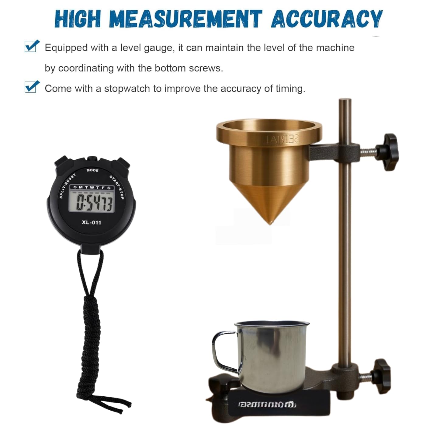 LABICO Ford B4 Viscosity Cup – Precision Brass Viscometer with Stand & Stopwatch - Image 3 thumbnail