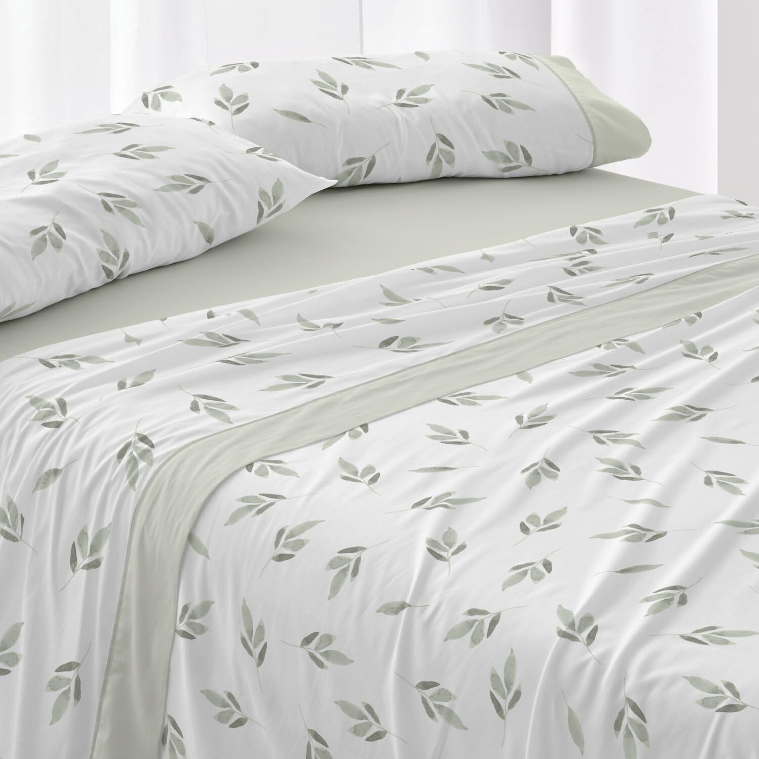 Burrito Blanco | Cotton Bedding Set | Bed 150 to 160 cm (+Available Measurements) | Design 632 | Green Color (150-160x190/200 cm.)