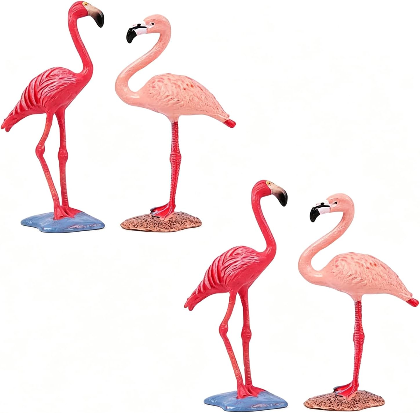X Hot Popcorn 4 Pcs Mini Famingo Fgurines, Pink Small Plastic Flamingos