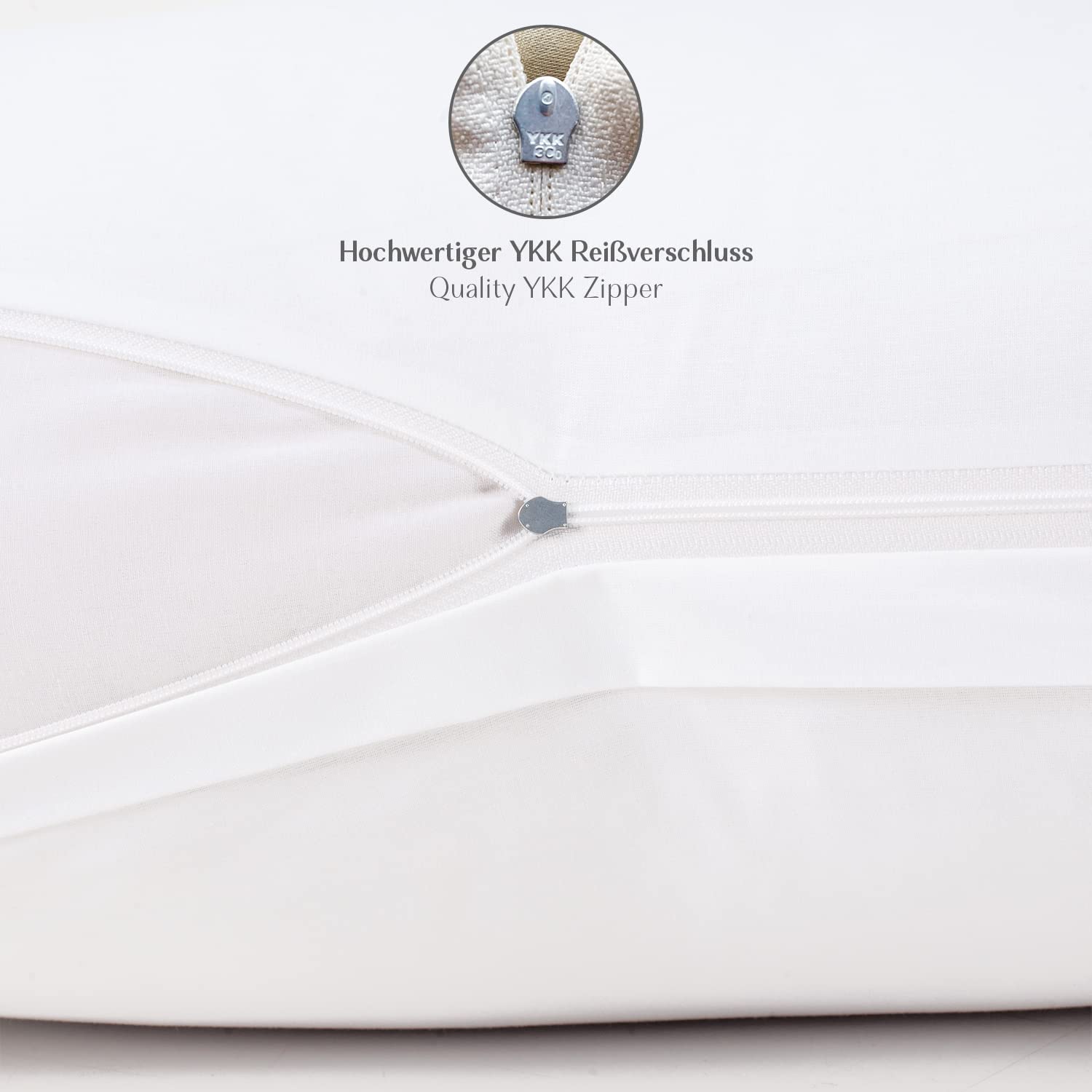 Renforcé Kissenbezug 40 x 40 cm - 100% Baumwolle mit Reißverschluss, Superweicher Kopfkissenbezug 40x40, Kissenhülle, Weiß, nur Kissenbezug - 3