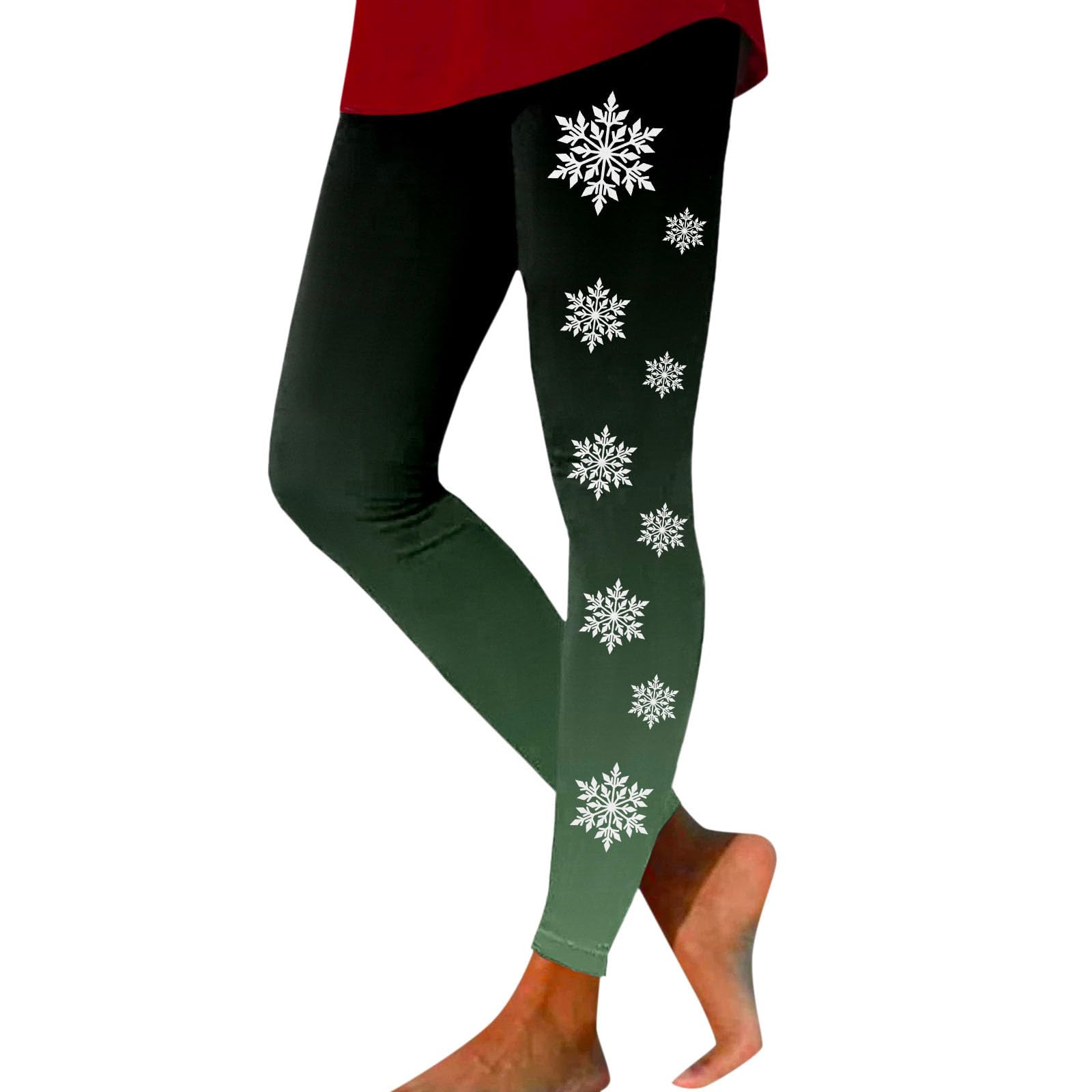 Leggings Damen Strumpfhosen Ohne Fuß Damen Leggings Weihnachten Scrunch Butt High Waist Thermal Leggings Women Mit Bunt Lustig Weihnachts Muster Große Größen Elegant Slim-Fit Weihnachtshosen Neujahr