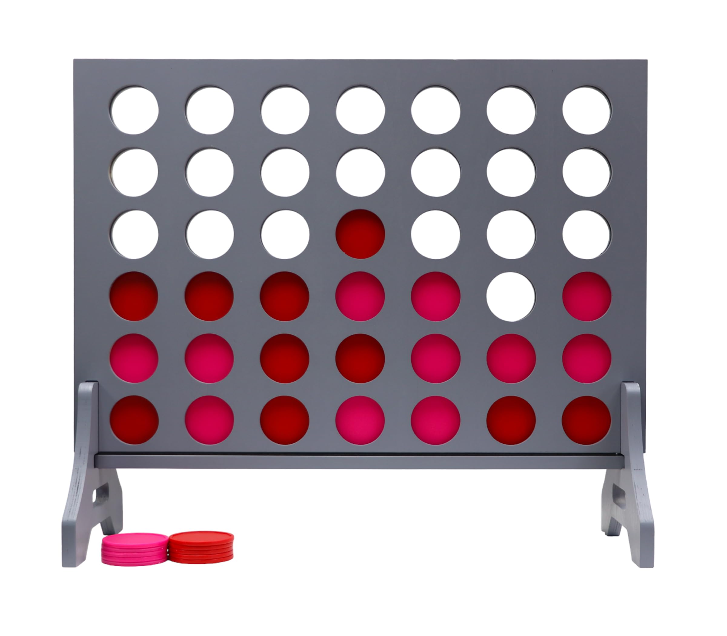 Giant 4 in a Row Game for Family &amp; Adults – Tailgating Pros Jumbo Grey Wooden Four in a Row Indoor &amp; Outdoor Yard Game for Family Party Fun, Portable Activities for Patio, Backyard, and Camping