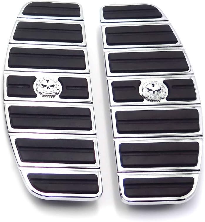 Motorcycle Skull Zombie Rider Footboard Insert Kit for 1980-Up for Harley Davidson SOFTAIL MODELS LIKE FLSTC, FLSTN, FLSTF (Chrome)