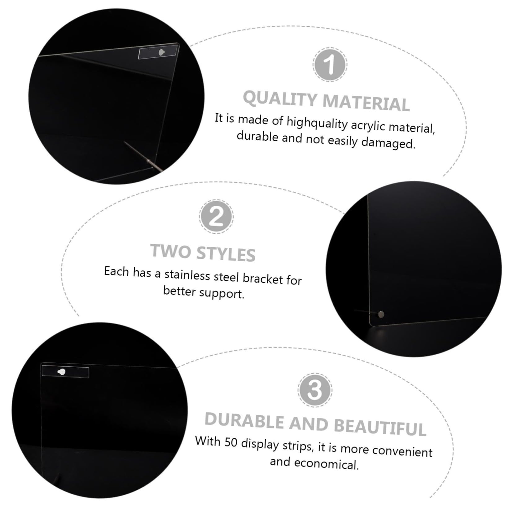 VICASKY Stainless Steel Bracket Nail Display Board 50 Strips Acrylic Display Frame