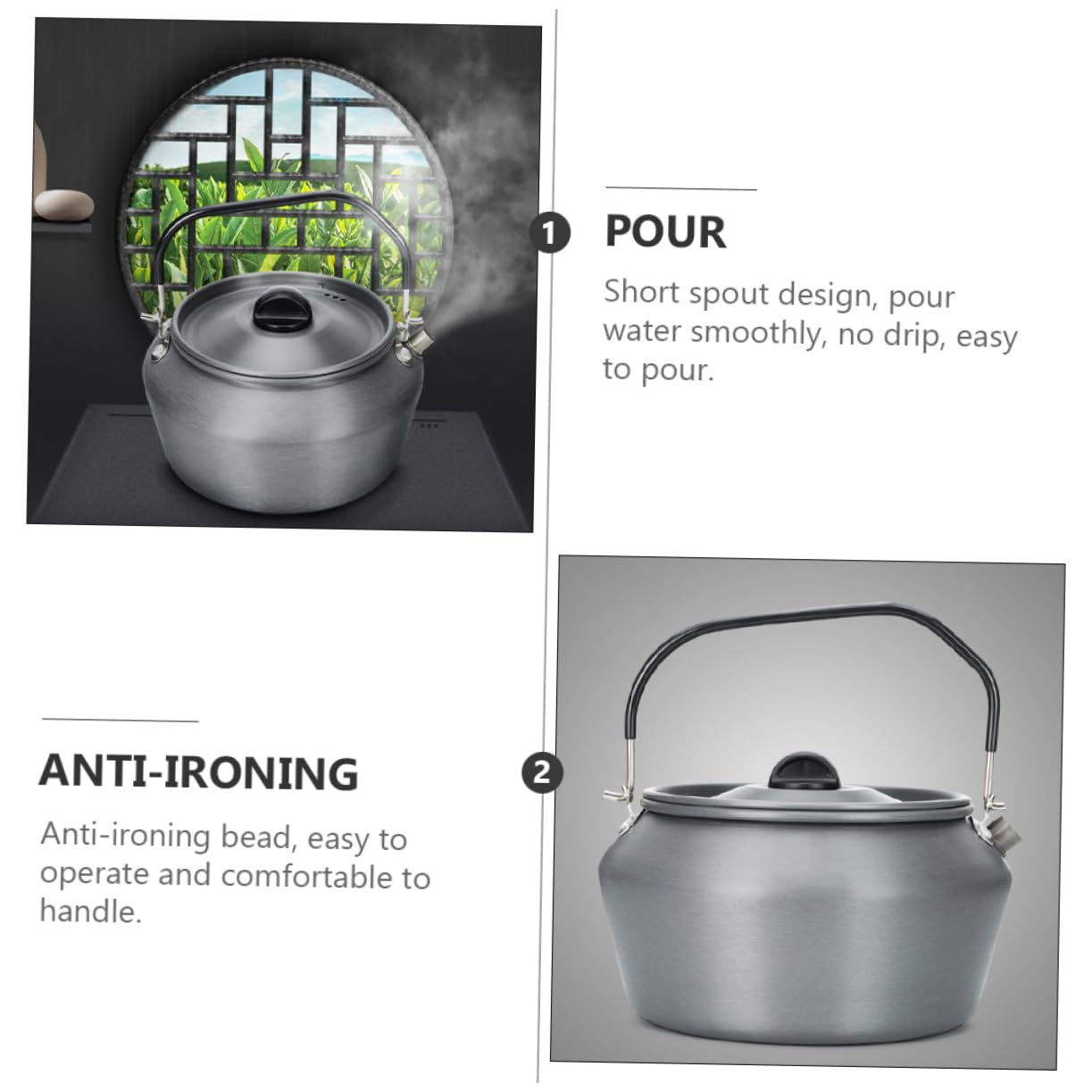 Abaodam 1pc Portable Water Kettle Lightweight Tea Pot for Outdoor Camping Ergonomic Handle for Hiking and Picnics for Boiling Water and Making Tea