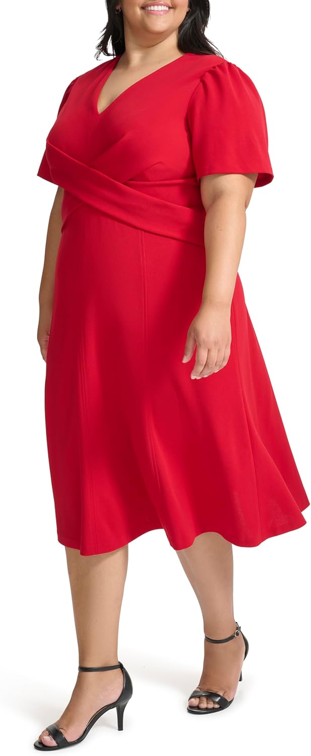 Tommy Hilfiger Women's Scuba Crepe Structured Short Puff Sleeve - Image 3